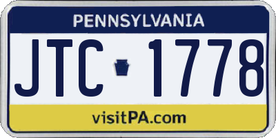 PA license plate JTC1778