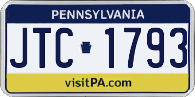 PA license plate JTC1793