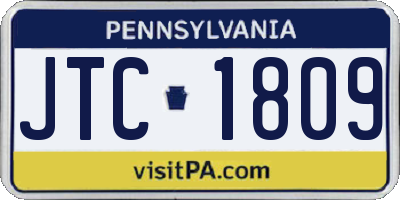 PA license plate JTC1809