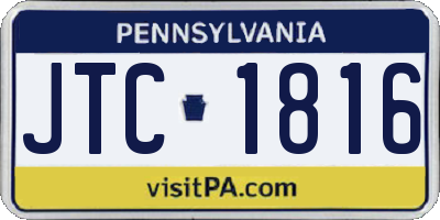 PA license plate JTC1816