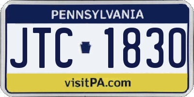 PA license plate JTC1830