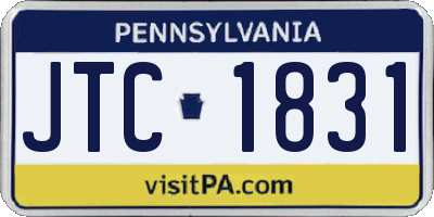 PA license plate JTC1831