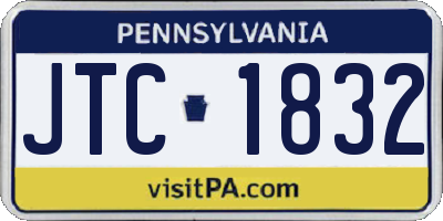 PA license plate JTC1832