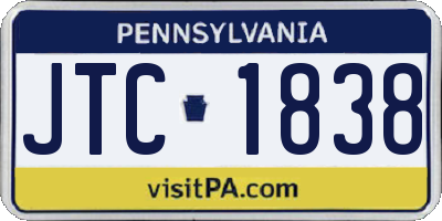 PA license plate JTC1838