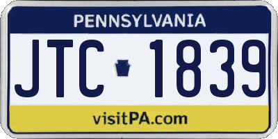 PA license plate JTC1839