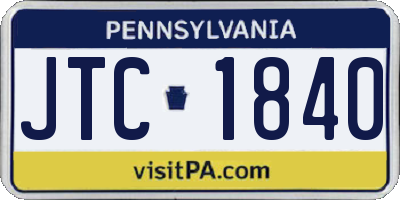 PA license plate JTC1840