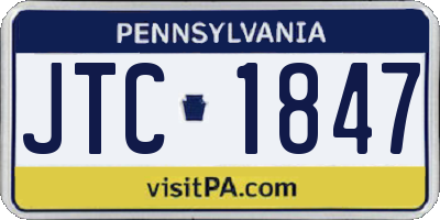 PA license plate JTC1847