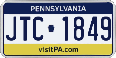PA license plate JTC1849
