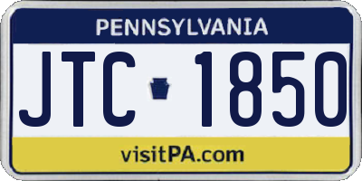 PA license plate JTC1850