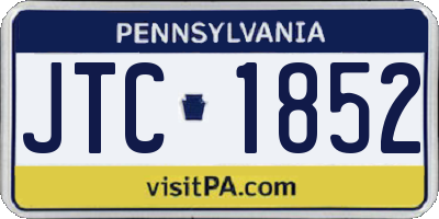 PA license plate JTC1852
