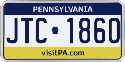 PA license plate JTC1860