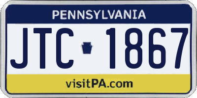PA license plate JTC1867