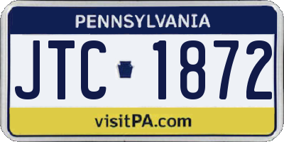 PA license plate JTC1872