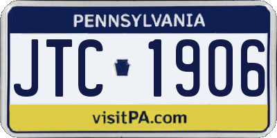 PA license plate JTC1906