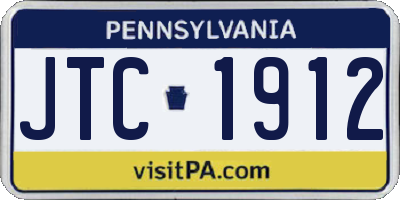 PA license plate JTC1912