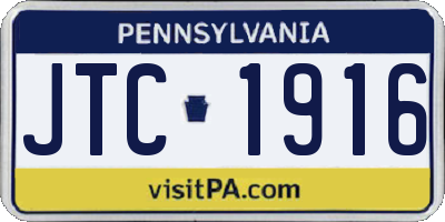 PA license plate JTC1916