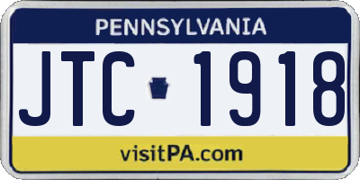 PA license plate JTC1918