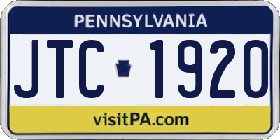 PA license plate JTC1920