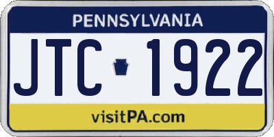 PA license plate JTC1922