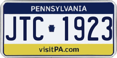 PA license plate JTC1923