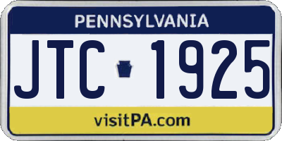 PA license plate JTC1925