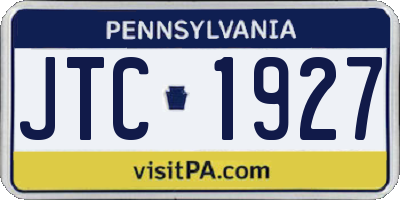 PA license plate JTC1927