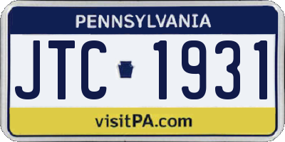 PA license plate JTC1931