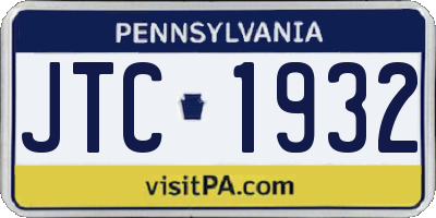 PA license plate JTC1932
