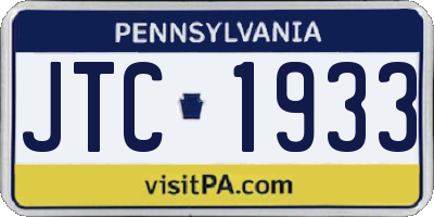 PA license plate JTC1933