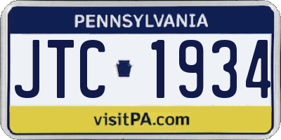 PA license plate JTC1934
