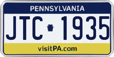 PA license plate JTC1935