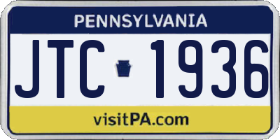 PA license plate JTC1936