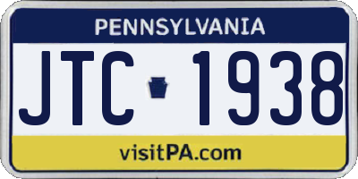 PA license plate JTC1938