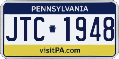 PA license plate JTC1948
