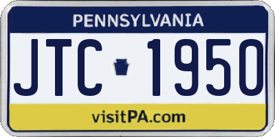 PA license plate JTC1950