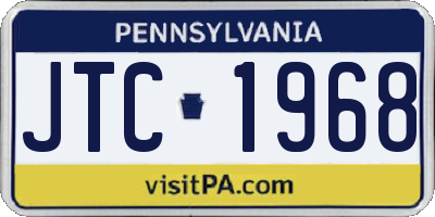 PA license plate JTC1968