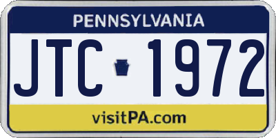 PA license plate JTC1972