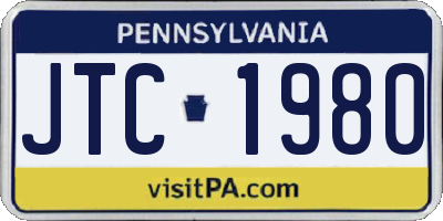 PA license plate JTC1980