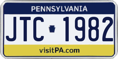 PA license plate JTC1982