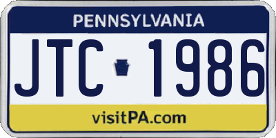 PA license plate JTC1986