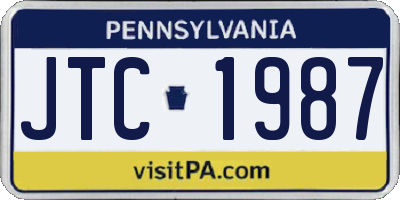 PA license plate JTC1987