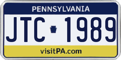 PA license plate JTC1989