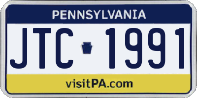 PA license plate JTC1991