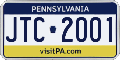 PA license plate JTC2001