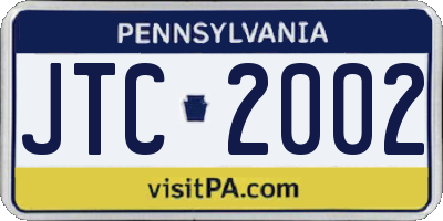 PA license plate JTC2002