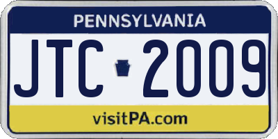 PA license plate JTC2009