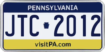 PA license plate JTC2012