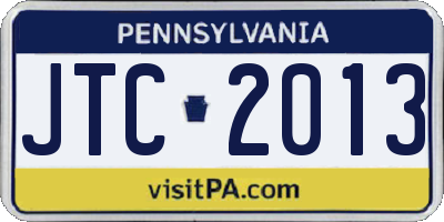 PA license plate JTC2013