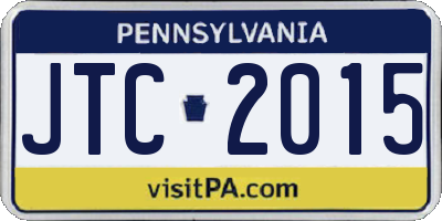 PA license plate JTC2015