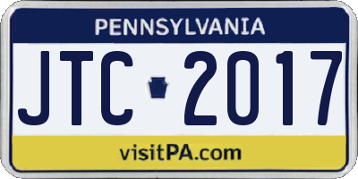PA license plate JTC2017